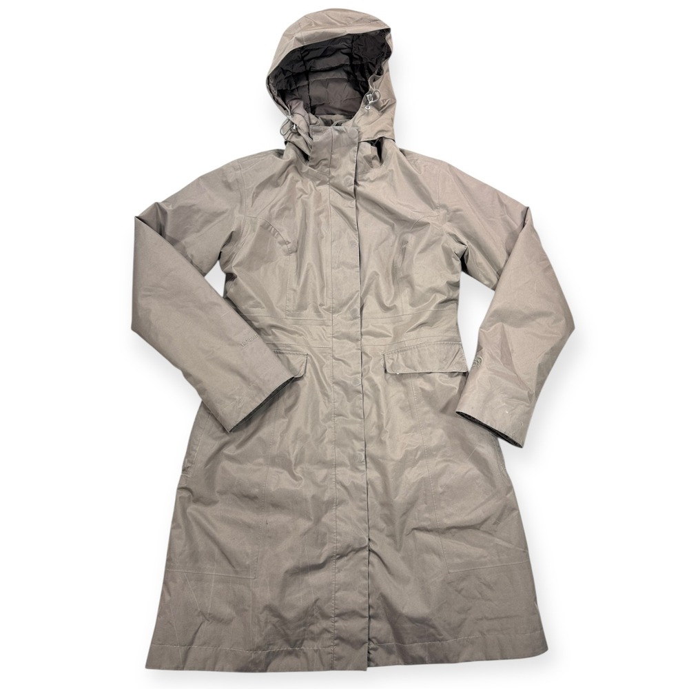 The North Face Women's Hooded Long Rain Coat in Taupe